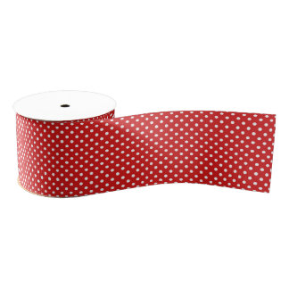 Red and White Polka Dots Pattern Grosgrain Ribbon