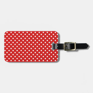 Red and White Polka Dots Pattern Luggage Tag