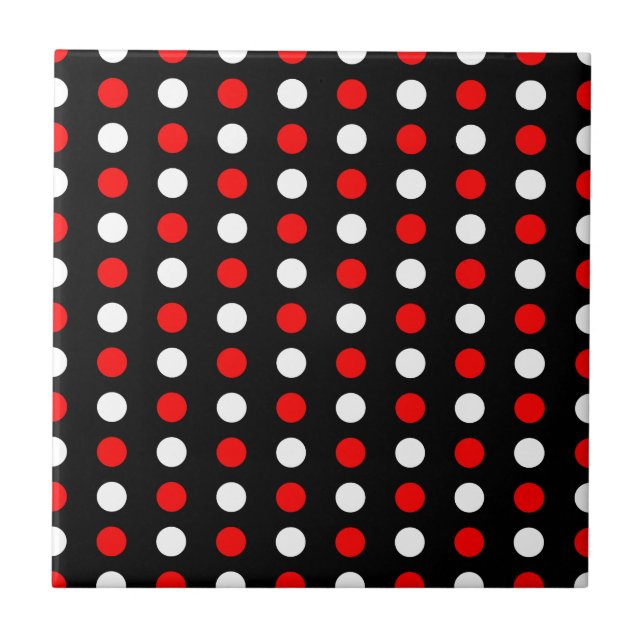 Red and white polka dots pattern tile (Front)