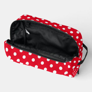 Red and white polka dots pattern toiletry bag
