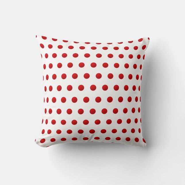 Red and White Polka Dots-Square Throw Pillow (Front)
