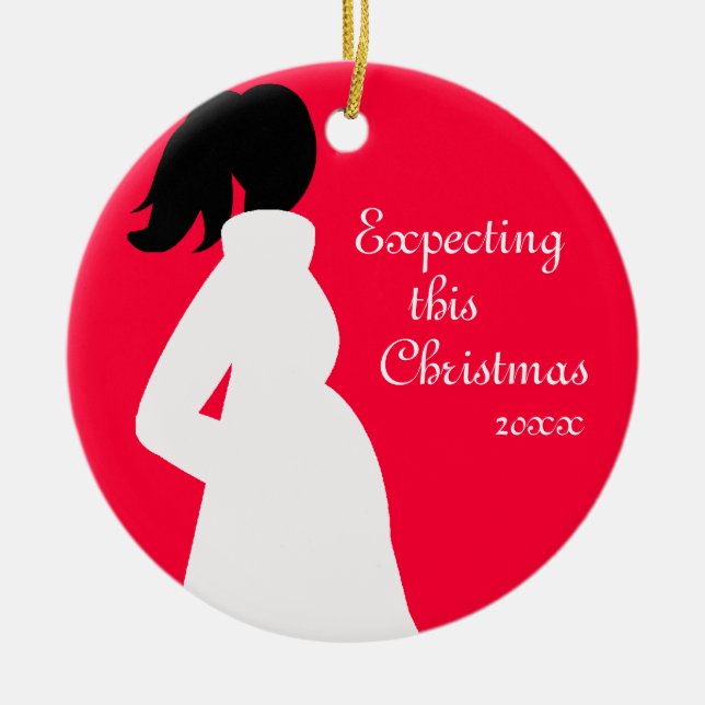 Red and White Pregnancy Ornament (Front)
