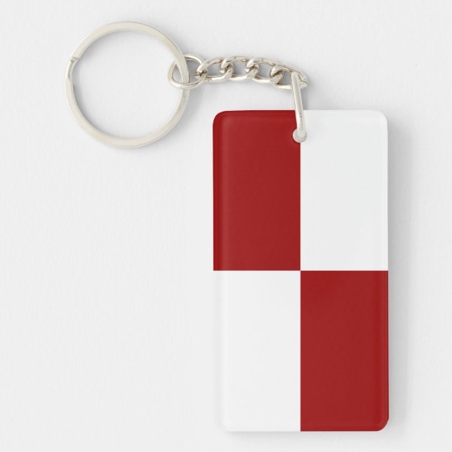 Red and White Rectangles Key Ring (Front)