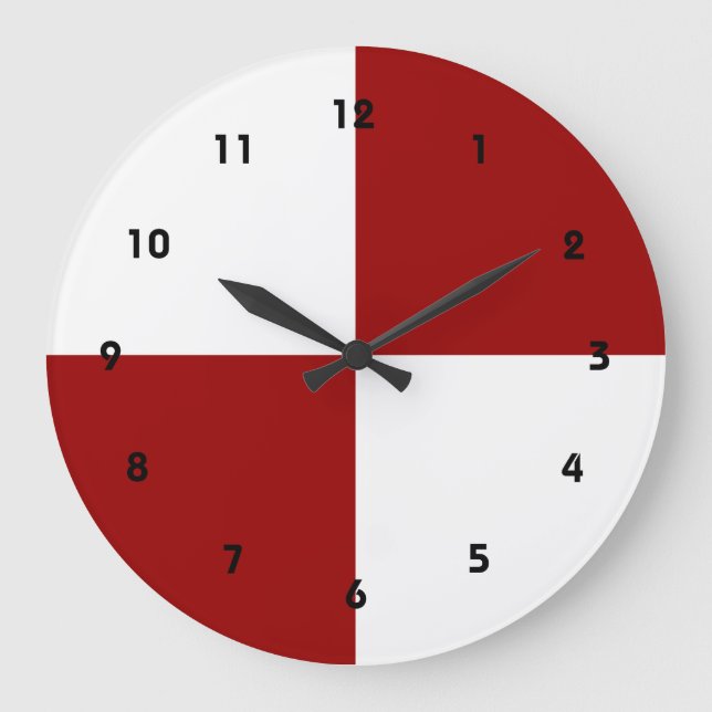 Red and White Rectangles Large Clock (Front)