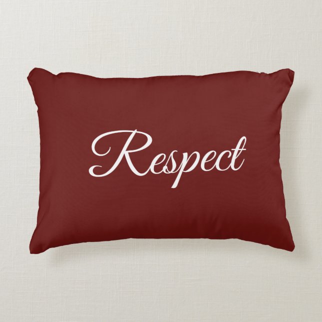 Red and White Respect Affirmation Decorative Cushion (Front)
