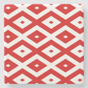 Red and White Rhombus Pattern Coffee Mug Paper Cup Stone Coaster