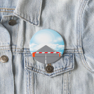 Red and White Road Barrier Blocked Access 7.5 Cm Round Badge