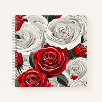 Red and White Rose Beauty Notebook