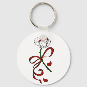 Red and White Rose Key Ring