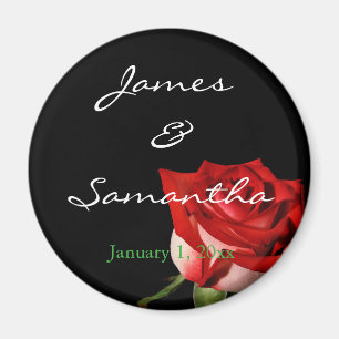 Red and White Rose Personal izedWedding Magnet