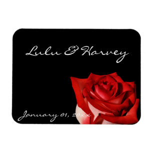 Red and White Rose Personal Wedding Magnet