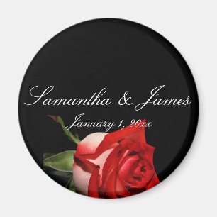Red and White Rose Personal Wedding Magnet