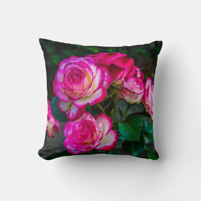 Red and White Rosebuds Cushion (Front)