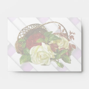 Red and White Roses in a Basket Stationary Envelop Envelopes