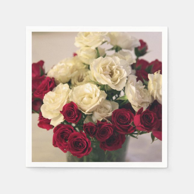 Red and White Roses Napkin (Front)