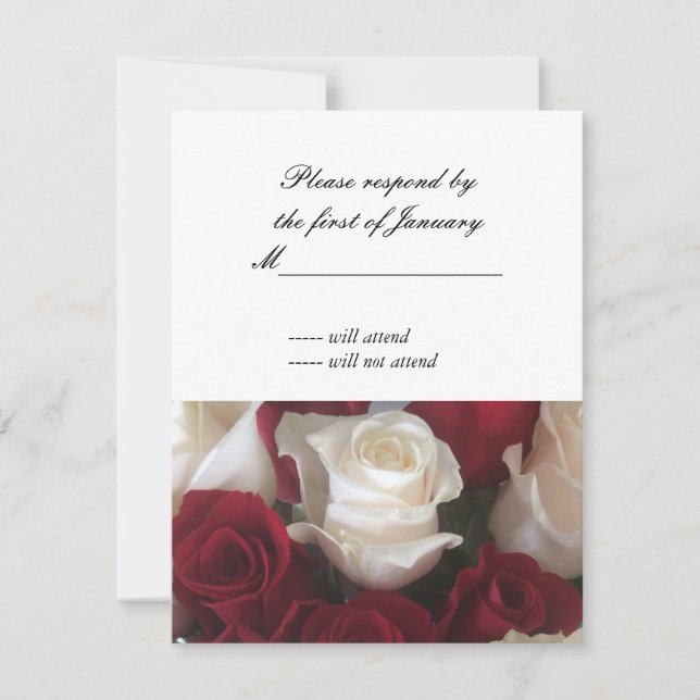 Red and White Roses RSVP Reply Card (Front)