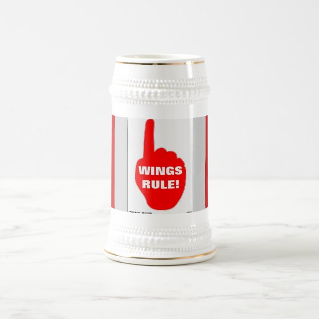 RED AND WHITE RULE BEER STEIN (Center)