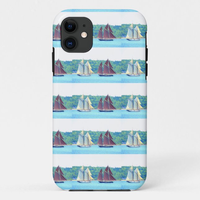 red and white sailed schooners Case-Mate iPhone case (Back)