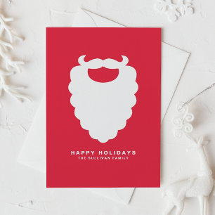 Red and White Santa Beard Modern Holiday Card