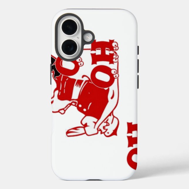 Red and White Santa Walking Ho Ho Ho Art Print Case-Mate iPhone Case (Back)