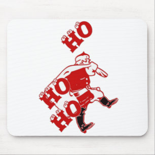 Red and White Santa Walking Ho Ho Ho Art Print Mouse Pad