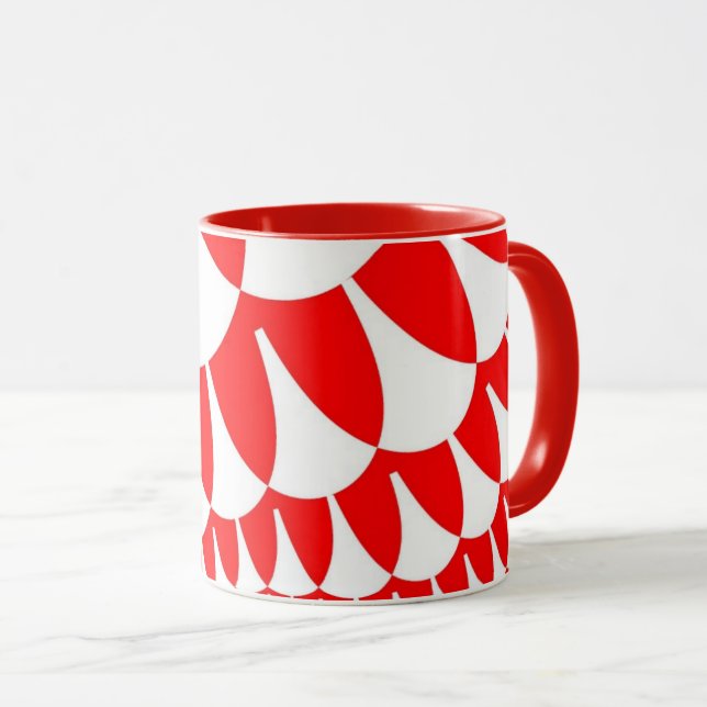 Red and White Scales Mug (Front Right)