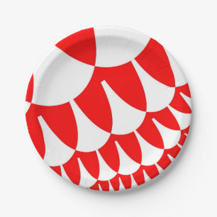Red and White Scales Paper Plate
