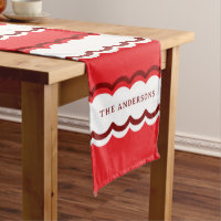Red and White Scalloped Stripe with Custom Name
