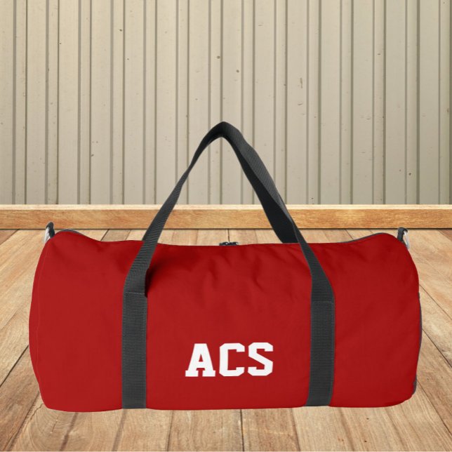 Red and White School Colors with Letters Duffle Bag (In Situ)