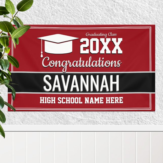 Red and White School Colours Graduation Banner (Creator Uploaded)