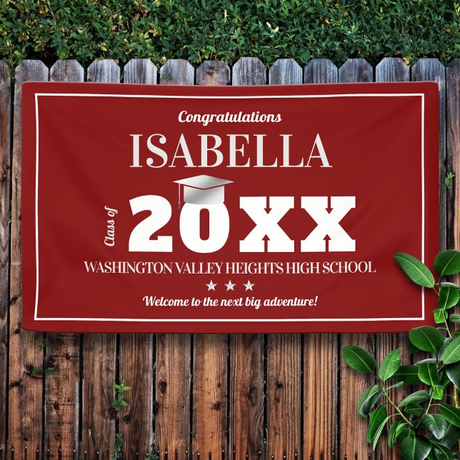 Red and White School Colours Graduation Banner (Creator Uploaded)