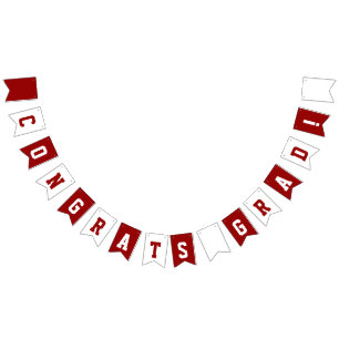 Red and White School Colours Graduation Bunting