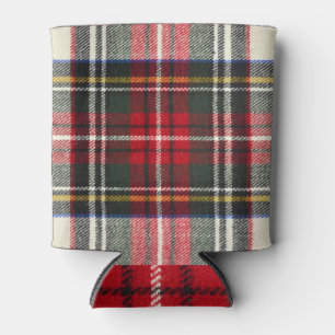 Red and white Scottish tartan plaid. Can Cooler
