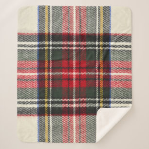 Red and white Scottish tartan plaid. Sherpa Blanket