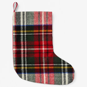Red and white Scottish tartan plaid. Small Christmas Stocking