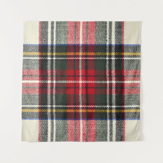 Red and white Scottish tartan plaid. Tapestry (Front)