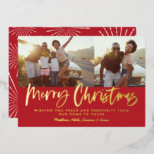 Red and white script merry Christmas multi photo