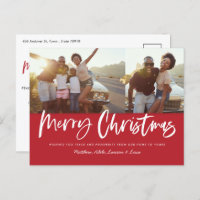 Red and white script merry Christmas multi photo H