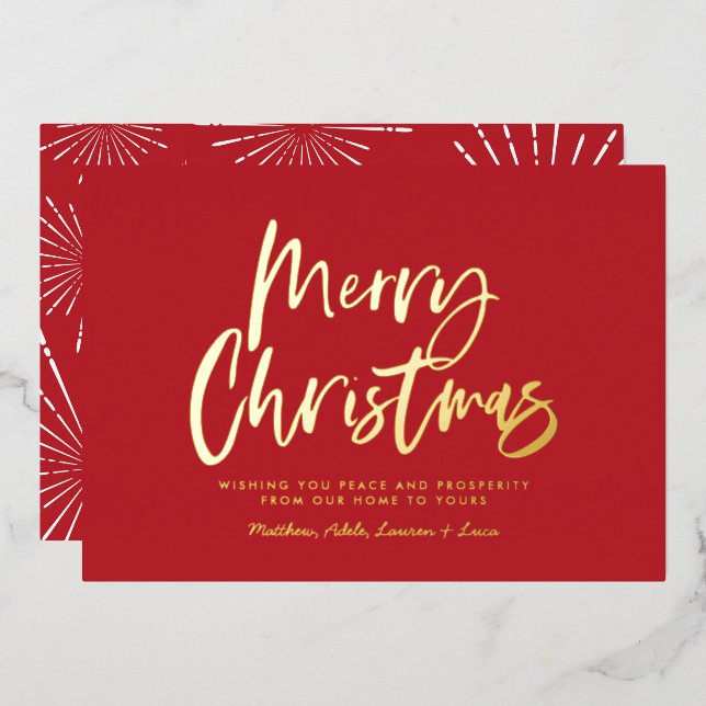 Red and white script merry Christmas non photo Foi (Front/Back)