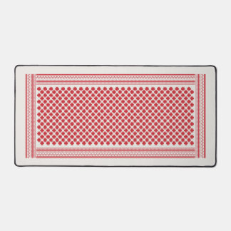 Red and White Shemagh Keffiyeh Pattern Desk Mat
