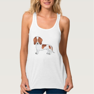 Red And White Short Hair Dachshund Cartoon Dog Singlet