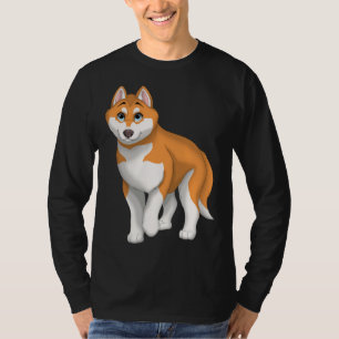 Red and White Siberian Husky Dog with Blue Eyes T-Shirt