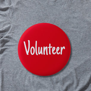 Red and White Simple Volunteer 6 Cm Round Badge