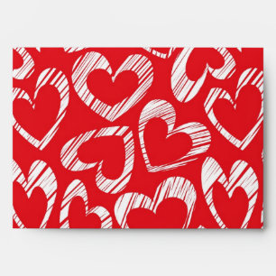Red and white sketch of Love hearts Envelopes