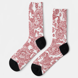 Red And White Skull Pattern Socks