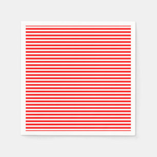 Red and White Small Size Horizontal Stripes Paper Napkin