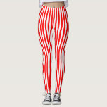 Red and White Small Size Vertical Stripes Leggings<br><div class="desc">Red and white small size vertical stripes pattern,  a simple but elegant design</div>