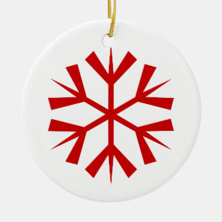 Red and White Snowflake Ceramic Tree Decoration