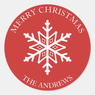 Red and White Snowflake Christmas Envelope Seal