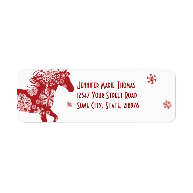 Red and White Snowflake Christmas Horse (Front)